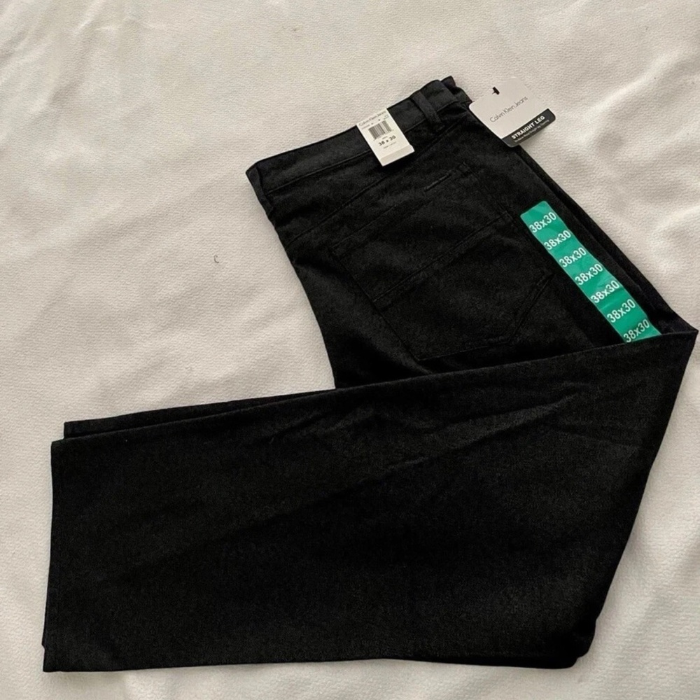NWT-Calvin Klein Men's Straight Leg Jean Pants charcoal  Sz 38x30